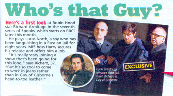 Richard Armitage article in The Sun - Lucas North, Spooks